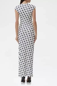 AFRM Cody Blanc Dot Mesh Cap Sleeve Maxi Dress
