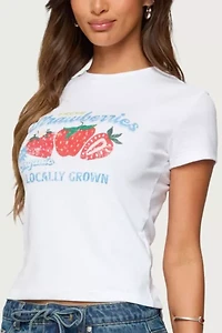 Edikted Fresh Strawberries Graphic T Shirt