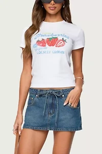 Edikted Fresh Strawberries Graphic T Shirt