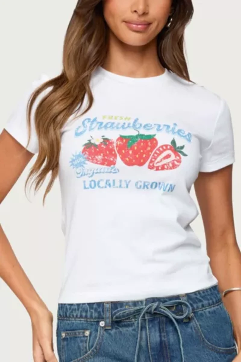 Edikted Fresh Strawberries Graphic T Shirt