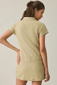 BDG Polly Linen Short Sleeve Utility Romper