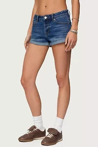Edikted Rylin Low-Rise Denim Shorts