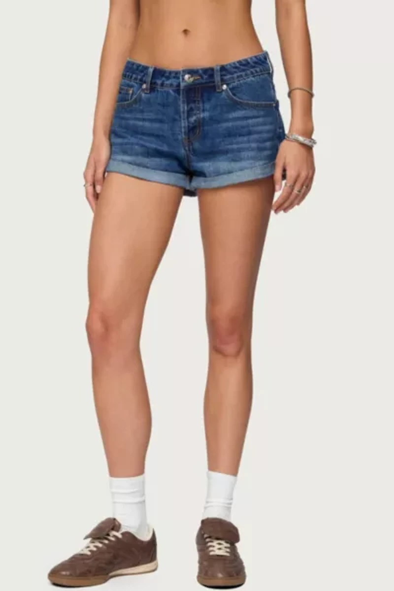 Edikted Rylin Low-Rise Denim Shorts