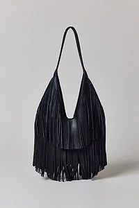 Silence + Noise Fringe Faux Leather Hobo Bag