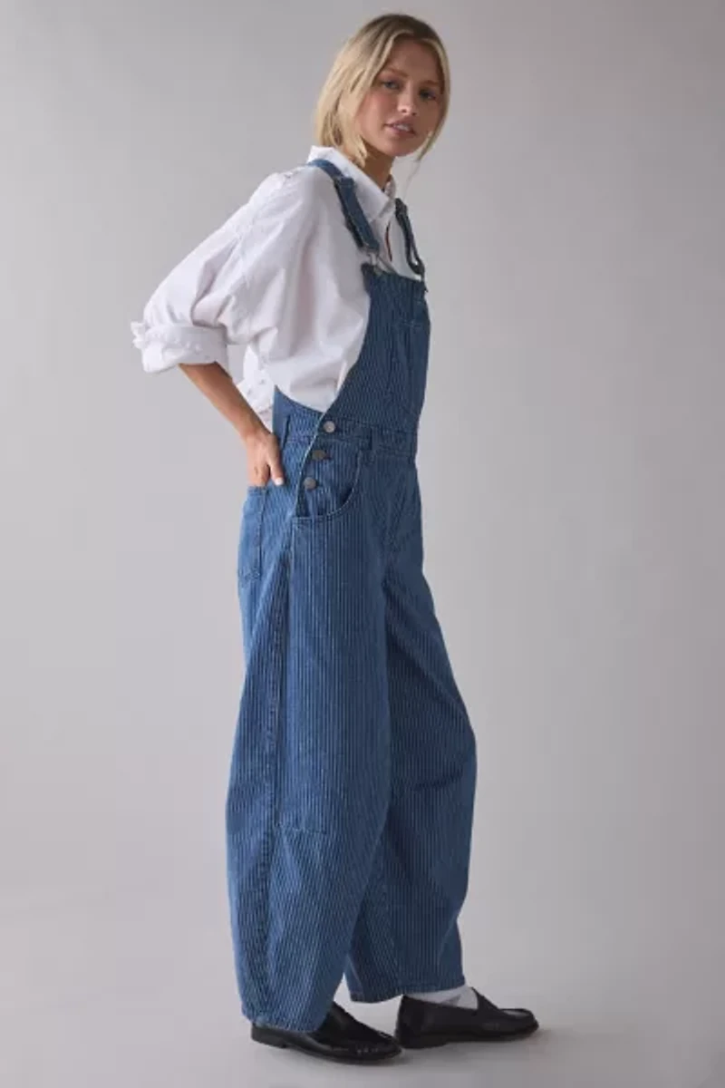 BDG Rih Pinstripe Extreme Barrel-Leg Overall