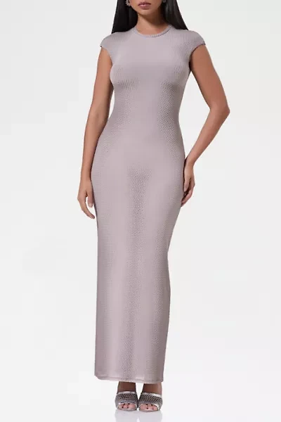 AFRM Cody Nude Illusion Mesh Cap Sleeve Maxi Dress