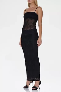 AFRM Jennan Ruched Floral Lace Tank Maxi Dress