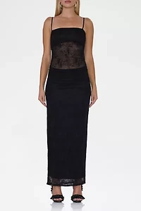 AFRM Jennan Ruched Floral Lace Tank Maxi Dress
