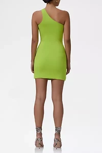 AFRM Holland Lime Punch Asymmetric One-Shoulder Bodycon Dress
