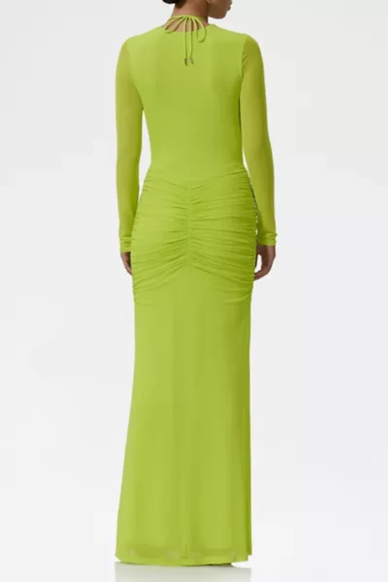 AFRM Orla Layered Plunging Cowl Front Ruched Maxi Dress