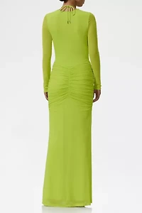 AFRM Orla Layered Plunging Cowl Front Ruched Maxi Dress