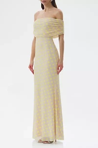 AFRM McCall Sun Dot Mesh Off-The-Shoulder Maxi Dress