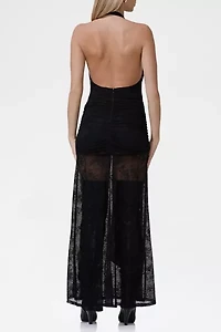 AFRM Heidi Sheer Lace Plunging Halter Maxi Dress