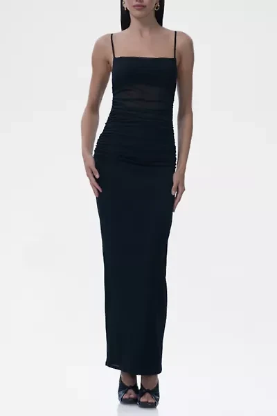 AFRM Jennan Ruched Sheer Mesh Tank Maxi Dress