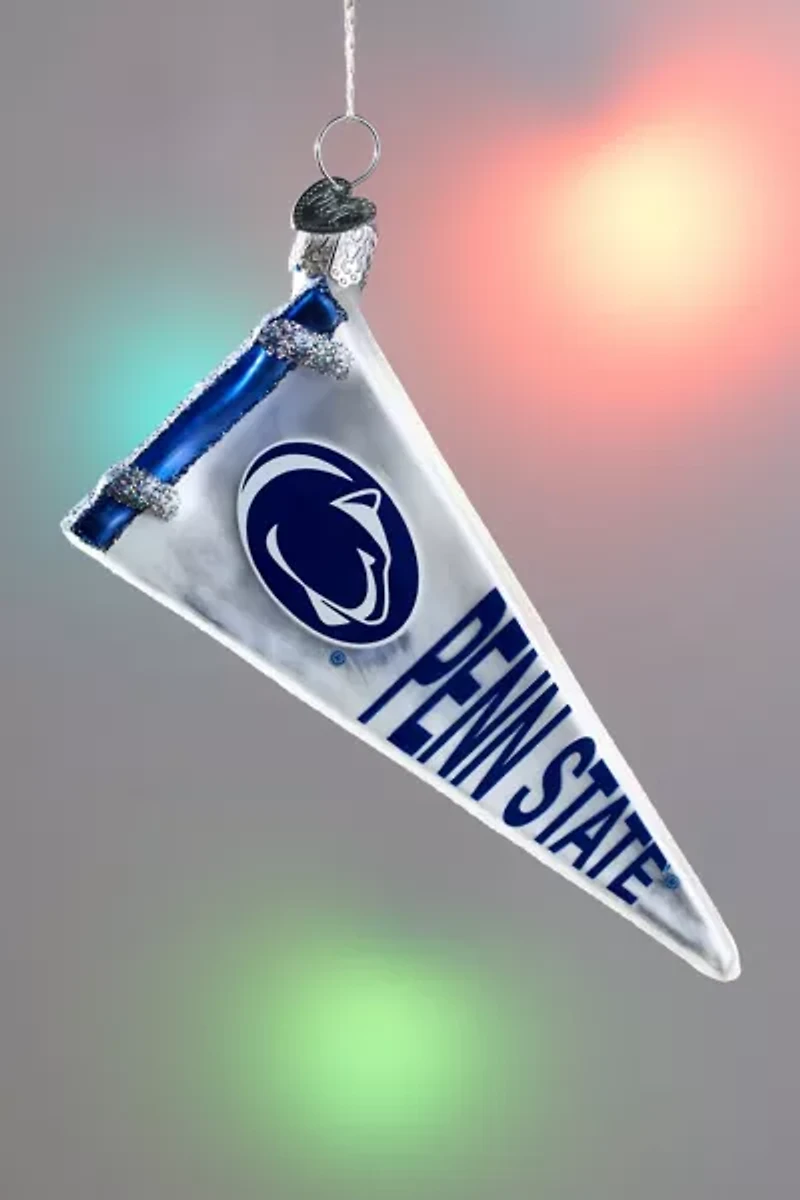 Penn State Pennant Flag Glass Ornament