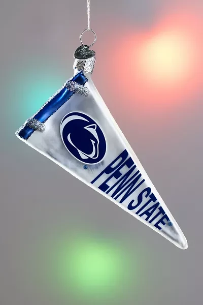 Penn State Pennant Flag Glass Ornament