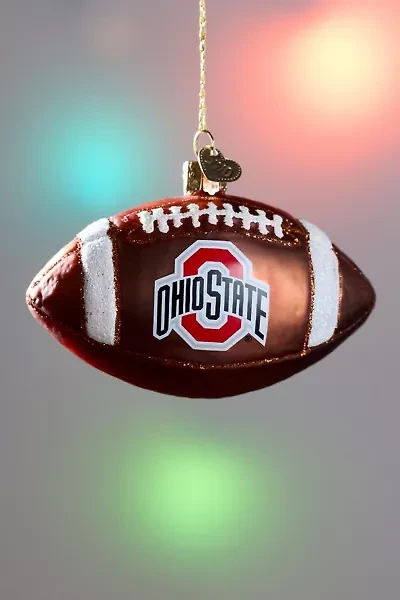 Ohio State University Football Shaped Glass Ornament