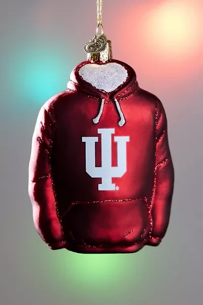 Indiana University Hoodie Glass Ornament
