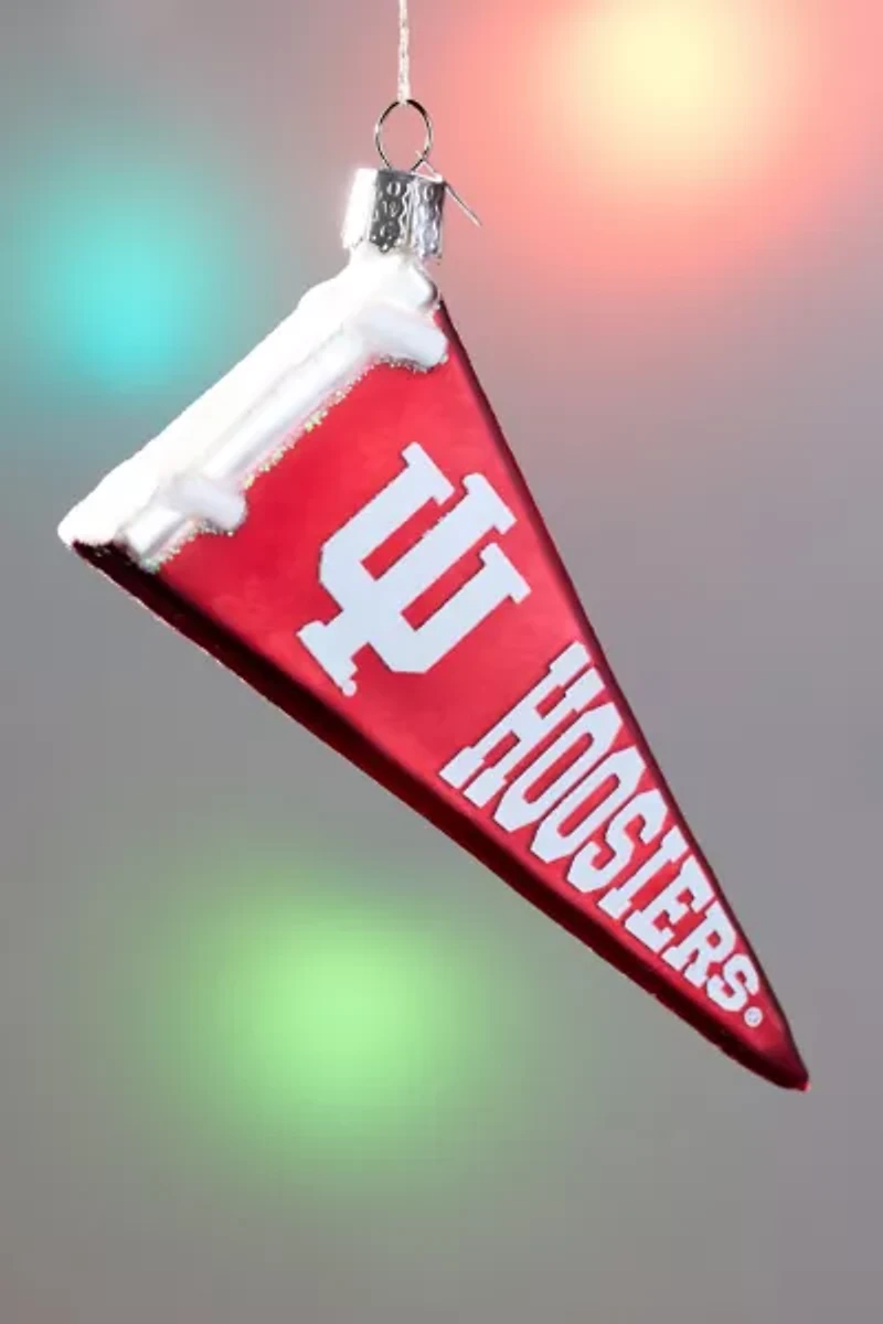 Indiana University Buckeyes Pennant Flag Glass Ornament