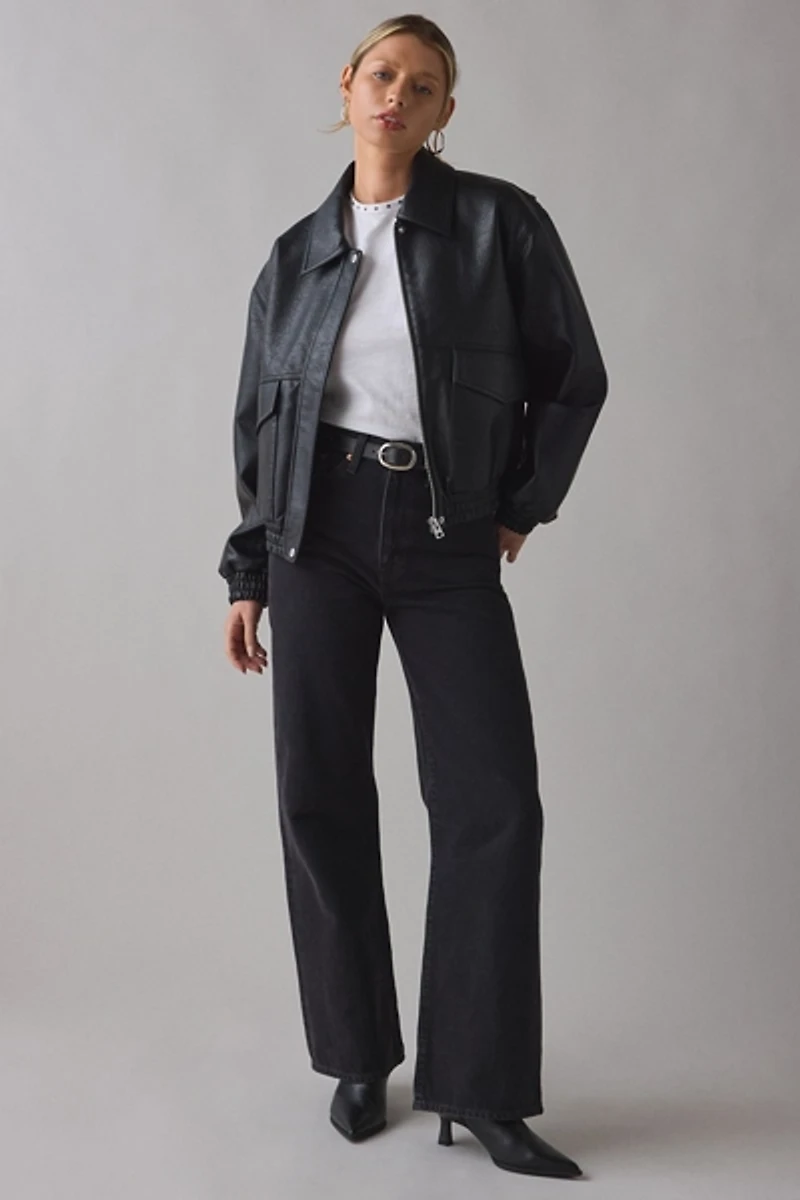 UO Casey Faux Leather Moto Jacket