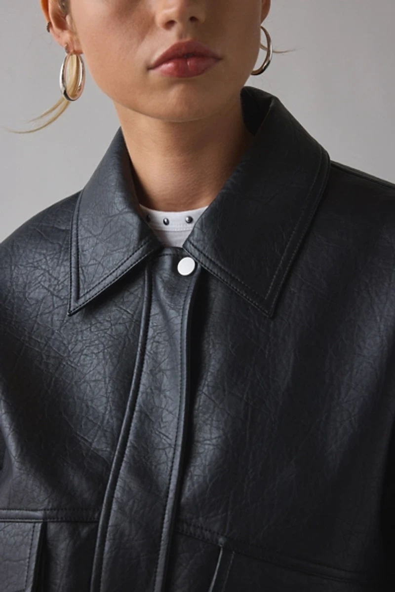 UO Casey Faux Leather Moto Jacket