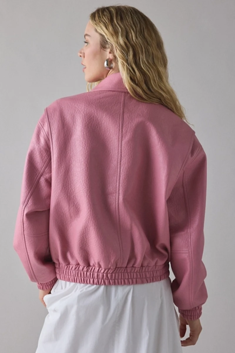 UO Bumbalina Cropped Faux Leather Moto Jacket