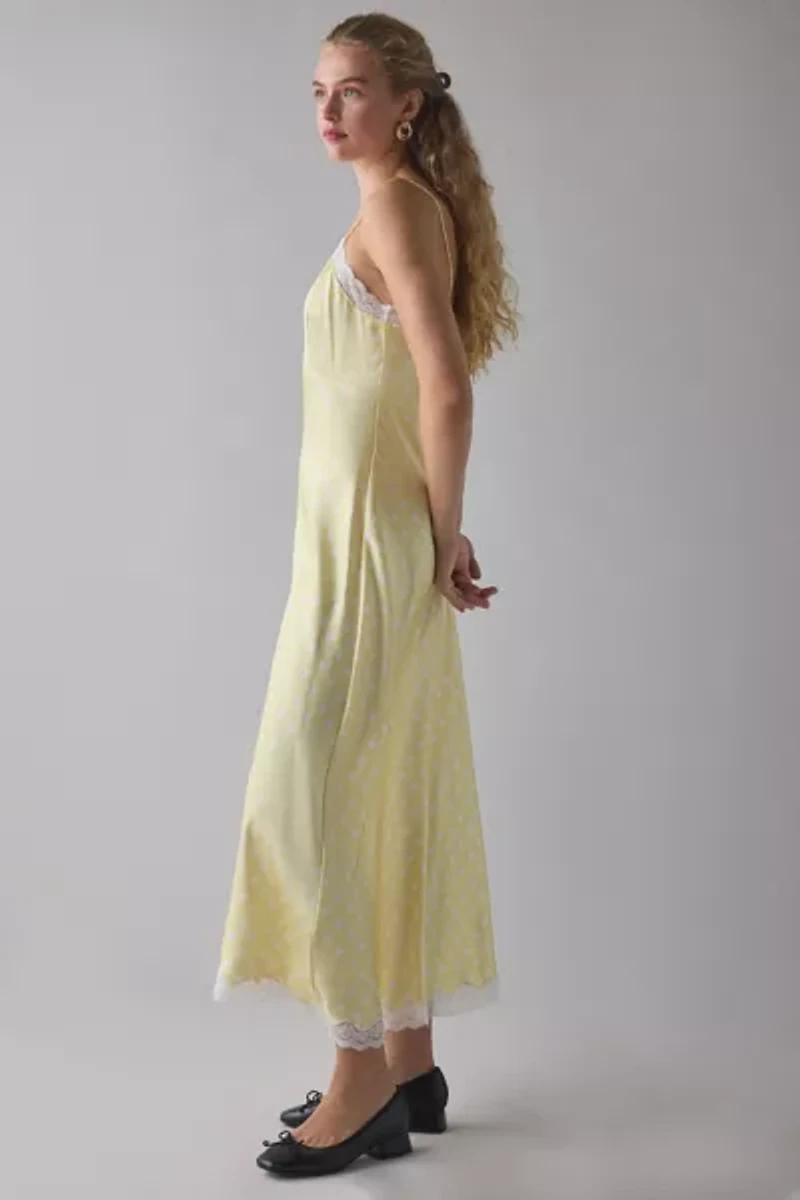 LoveShackFancy Manuela Lace Trim Slip Maxi Dress