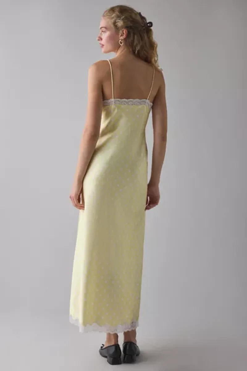 LoveShackFancy Manuela Lace Trim Slip Maxi Dress