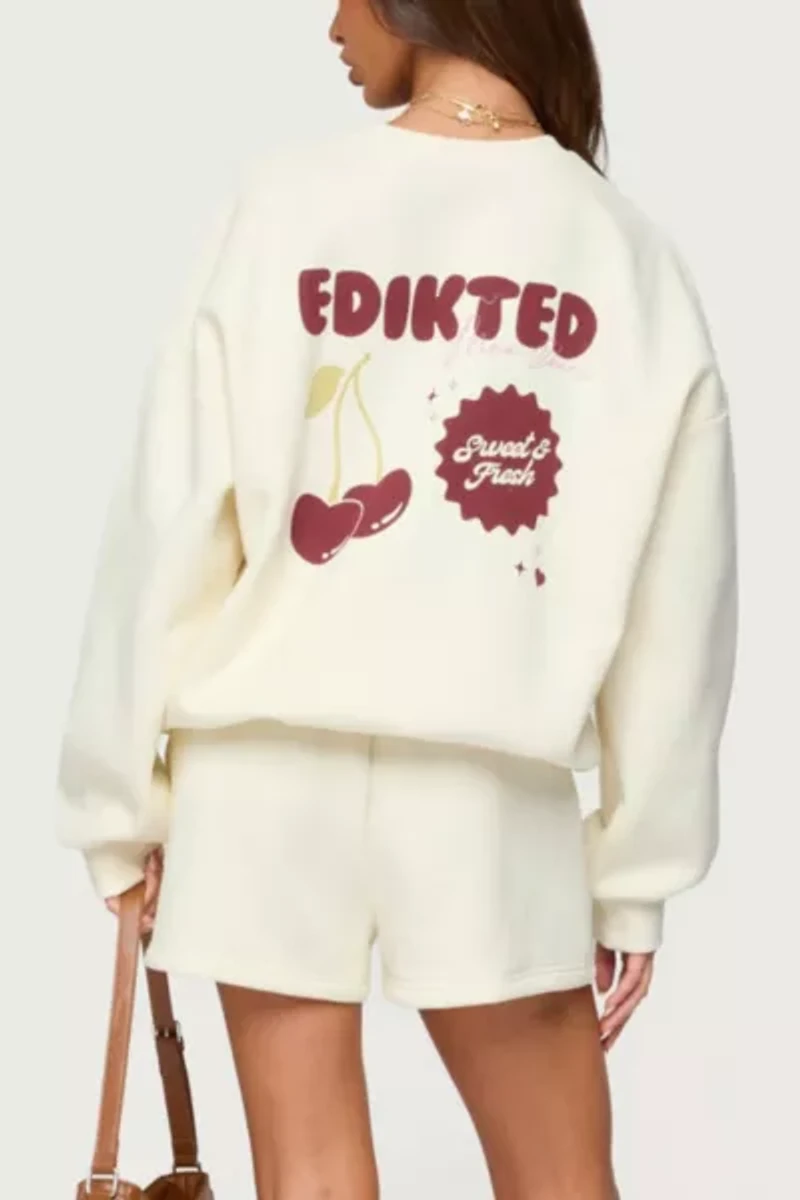 Edikted Cherry Babe Sweat Shorts