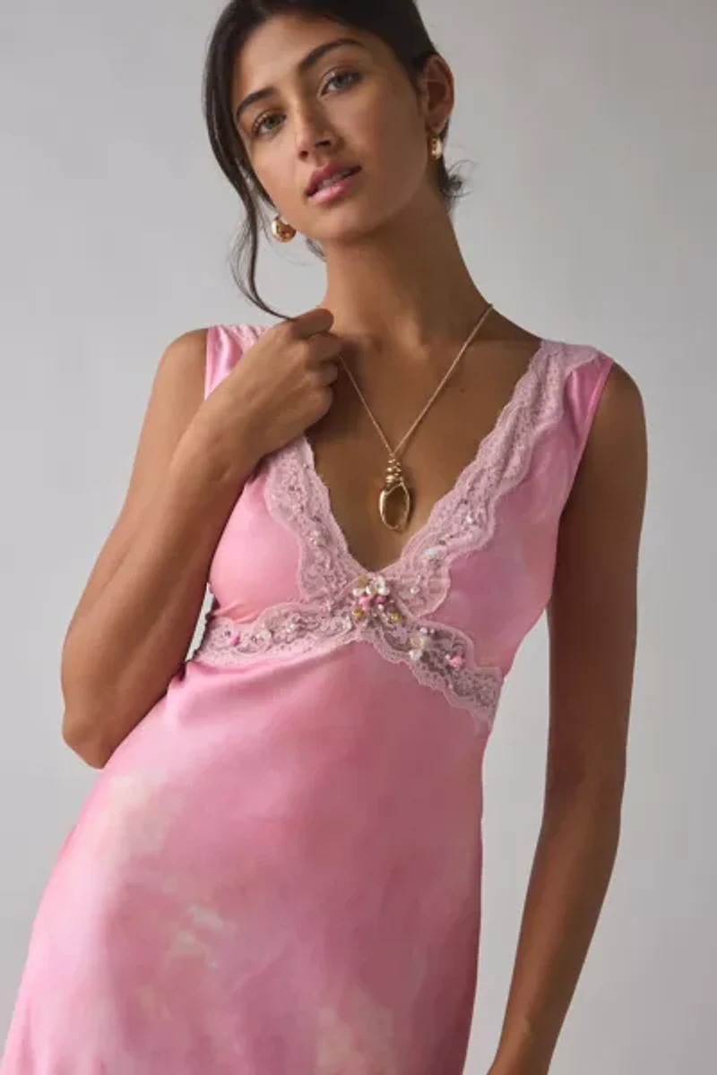 LoveShackFancy Bier Silk-Blend Slip Midi Dress