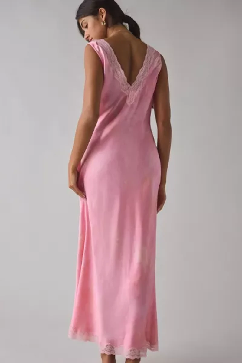 LoveShackFancy Bier Silk-Blend Slip Midi Dress