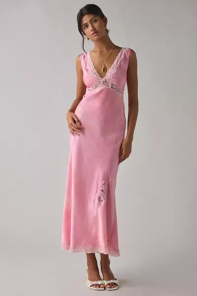 LoveShackFancy Bier Silk-Blend Slip Midi Dress