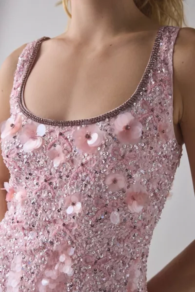LoveShackFancy Sarine Sequin Beaded Mini Dress