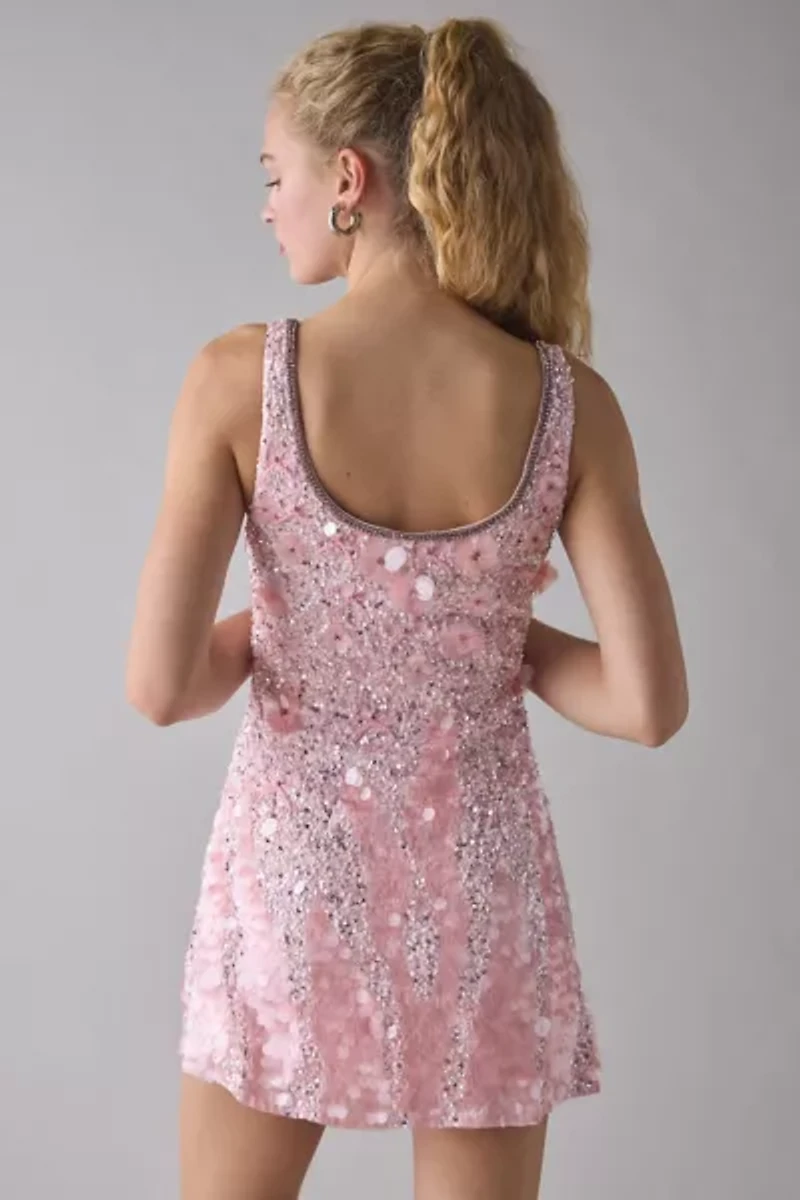 LoveShackFancy Sarine Sequin Beaded Mini Dress