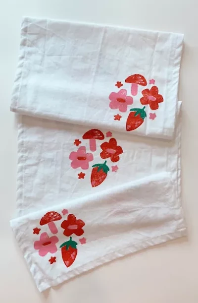 Julie Peach Block Printed Berry Shroom Table Runner