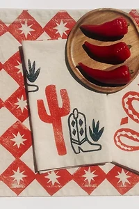 Julie Peach Block Printed Diamond Spurs Table Runner