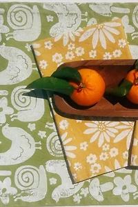 Julie Peach Block Printed Garden Party Table Runner