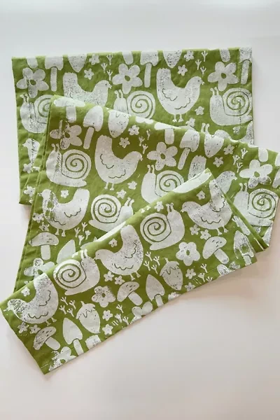 Julie Peach Block Printed Garden Party Table Runner