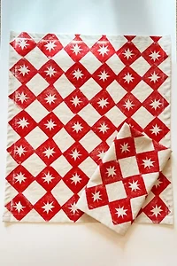 Julie Peach Block Printed Diamond Spurs Napkin Set