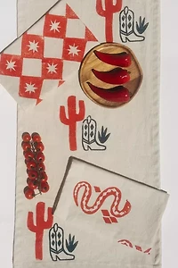 Julie Peach Block Printed Cactus Boot Table Runner