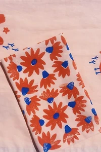 Julie Peach Block Printed Coneflower Napkin Set