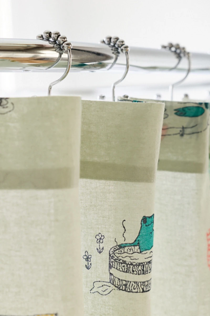 Silly Frogs Patterned Shower Curtain