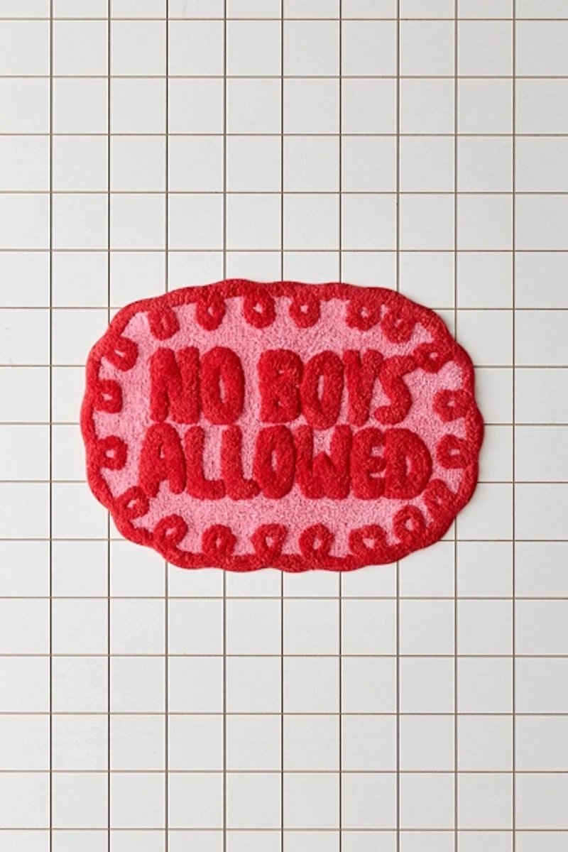 No Boys Allowed Swirled Tufted Bath Mat