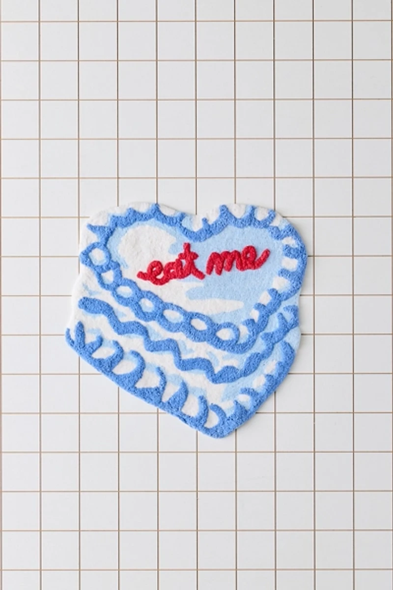 Eat Me Heart Cake Shaped Tufted Bath Mat
