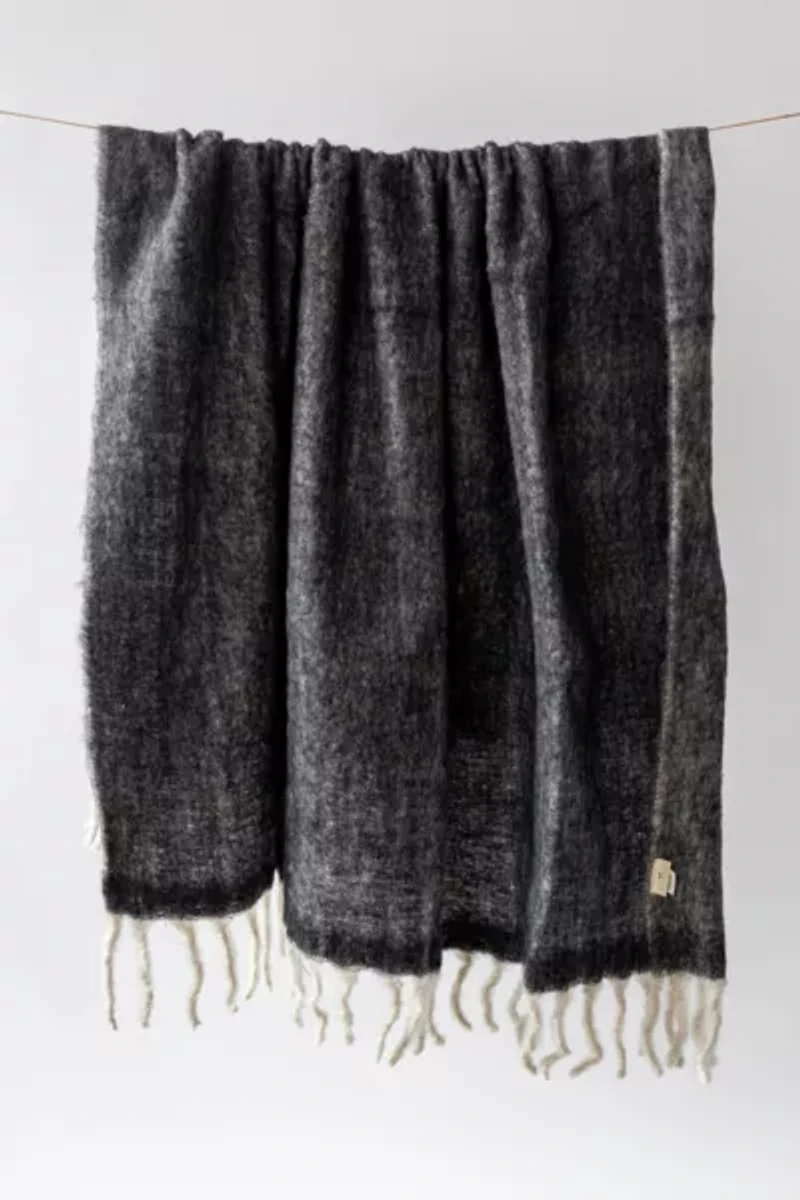 YaYa & Co. Gal Organic Brushed Wool Tassel Throw Blanket