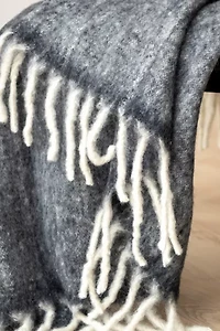 YaYa & Co. Gal Organic Brushed Wool Tassel Throw Blanket