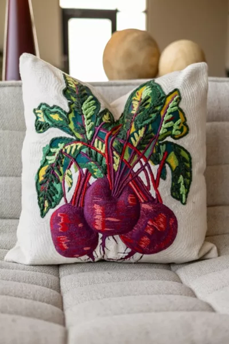 YaYa & Co. Hardy Beet Organic Cotton Throw Pillow