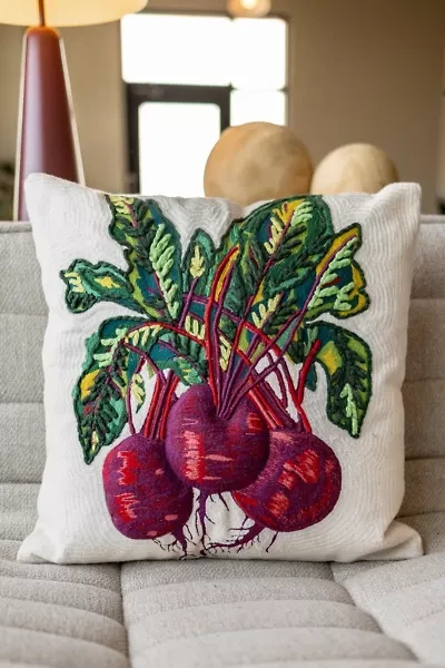 YaYa & Co. Hardy Beet Organic Cotton Throw Pillow