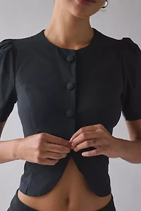 Kimchi Blue Olivia Button-Up Peplum Cropped Blouse