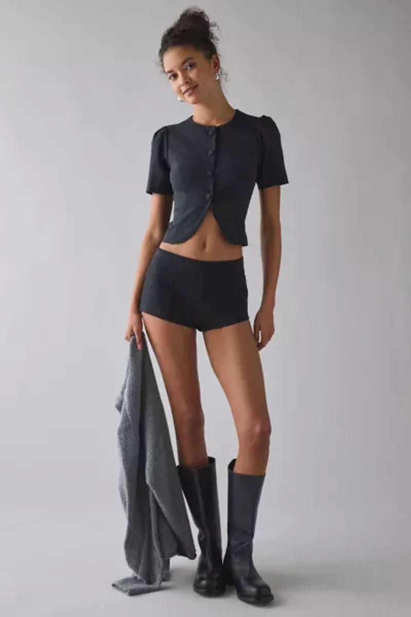 Kimchi Blue Olivia Button-Up Peplum Cropped Blouse